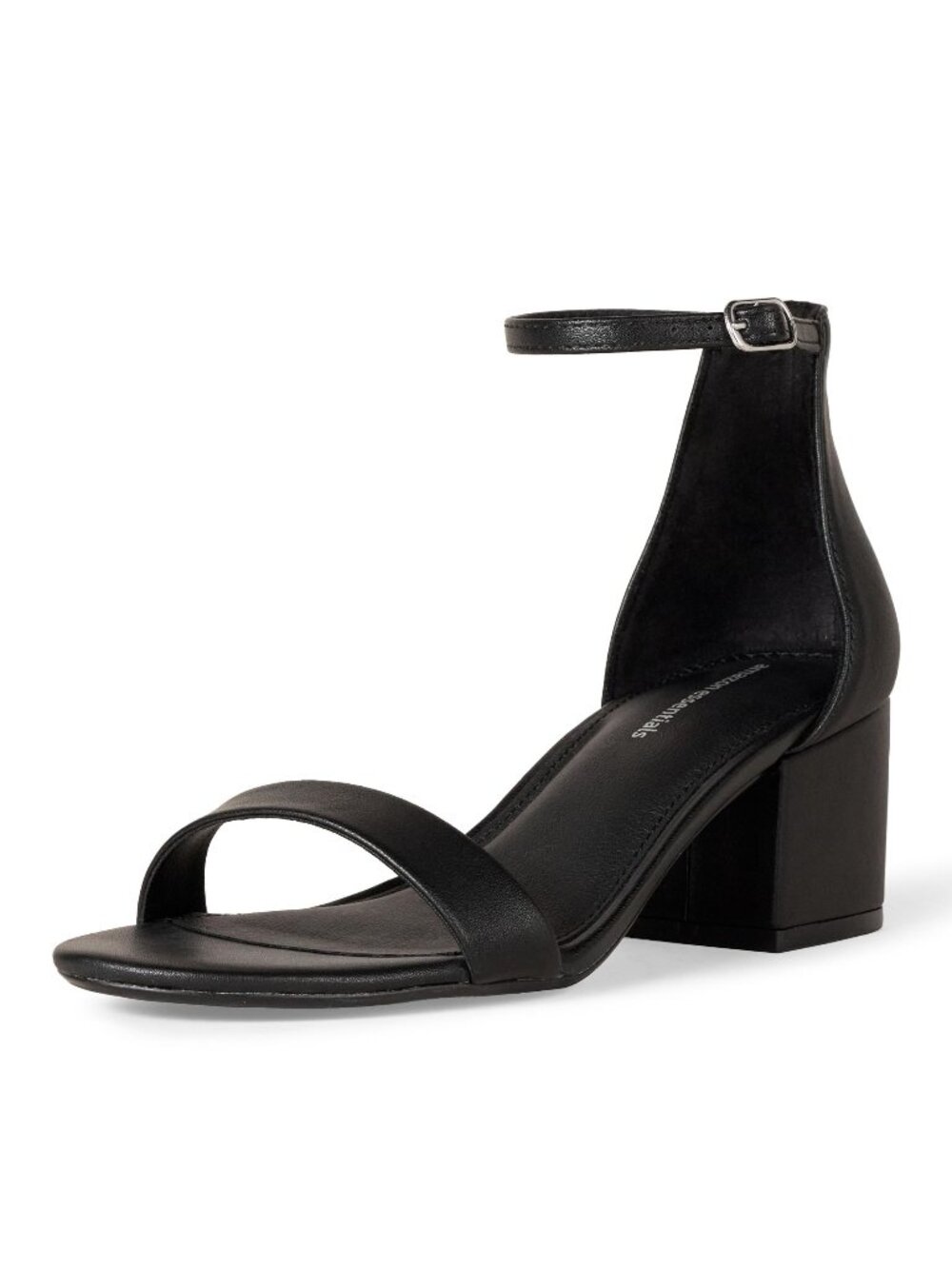 Amazon Essentials Size 7W Sandals Block Heel Black Faux Suede Adjustable Strap
